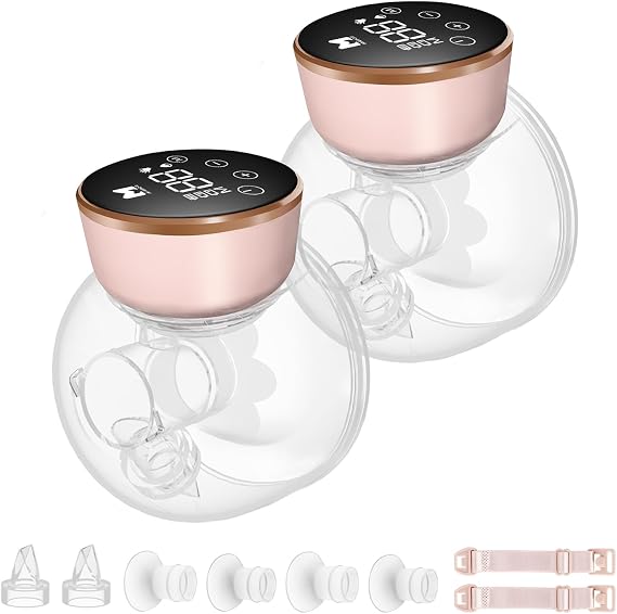 Wearable Breast Pump, Hands-Free Ultra Quiet Electric Breast Pump with 3 Modes & 9 Suction Levels, Leak-Proof Design, 19/21/24MM Flanges, Portable for Nursing Moms (2 Sets)