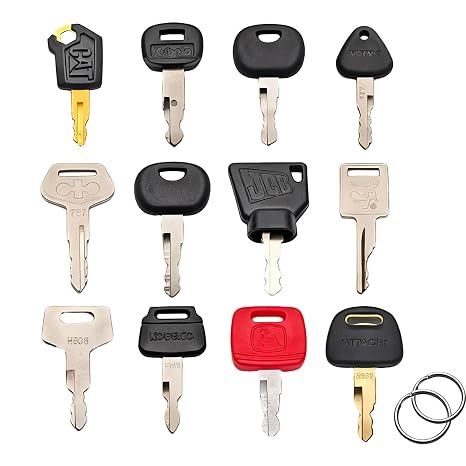 12 Pcs Ignition Starter Switch Keys Universal Heavy Equipment Master Key | Metal for Plant Excavator Dumper Digger Tractor Forklift Construction Machine Replacement Switches
