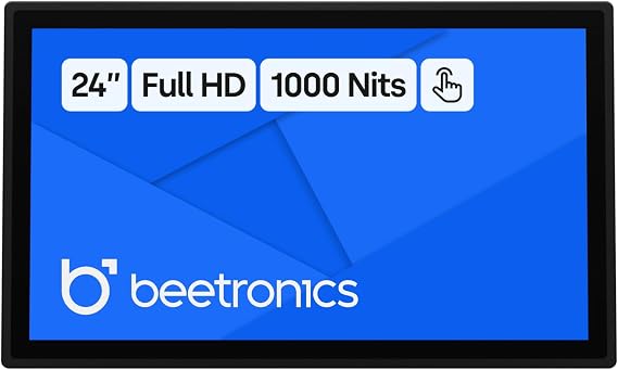 Beetronics 24 Inch High Brightness Touchscreen Monitor | 24HB9M/U1 | Full HD 1080p | IP66 Waterproof & Dustproof | Industrial Sunlight Readable Outdoor Display for PC, Mac, Linux