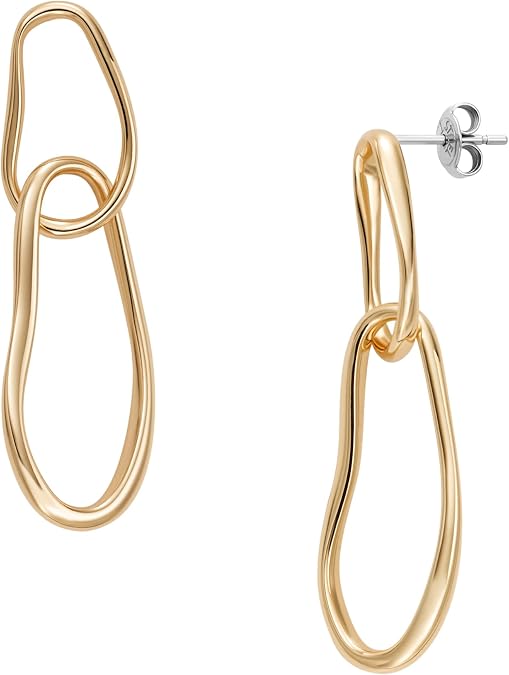 Skagen Women's Minimalist Silver, Rose Gold or Gold Tone Stainless Steel Drop Earrings
