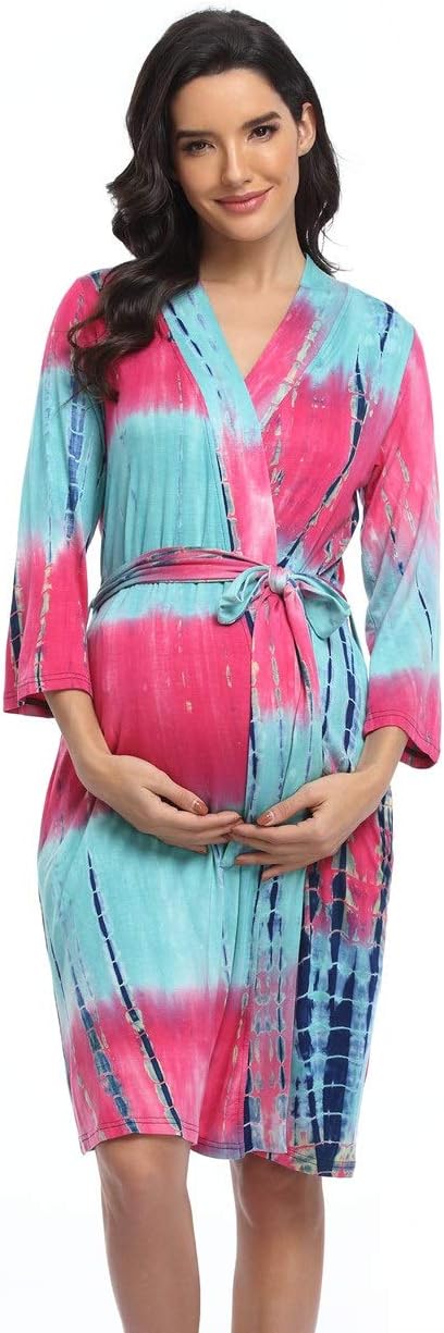 Women's Floral Maternity Robe - Labor and Delivery Robe for Hospital and Nursing Pregnancy Sleepwear