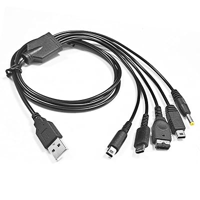 5 in 1 USB Charger Cable Compatible with Nintendo New 3DS XLNew 3DS3DS XL3DSnew 2DS XL2DSDSDSiGBA SPDS LiteWii U GamepadPSP, PSP 1000 2000 3000 Charging Cord