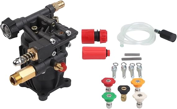 Pressure Washer Pump 3/4" Shaft Horizontal, 3300 PSI 2.5 GPM Replacement for Outdoor Cleaning, for Various Models Including for Honda and for Karcher, Black