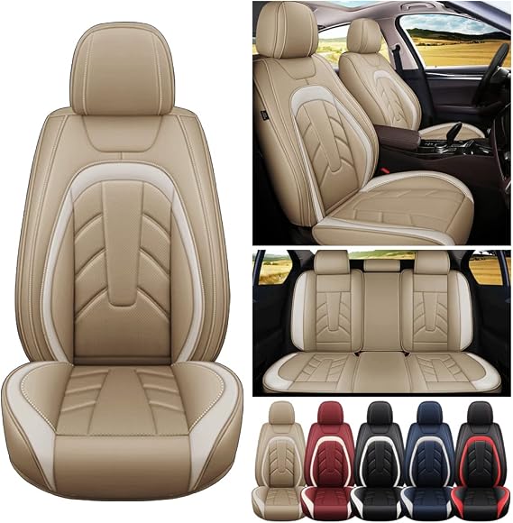 Car Seat Cover Fit for Seat Ibiza 2009-2017 Full Coverage Breathable and Waterproof Car Seat Cushion Full Set of Car Interior Accessories Beige Full Set(MH30)