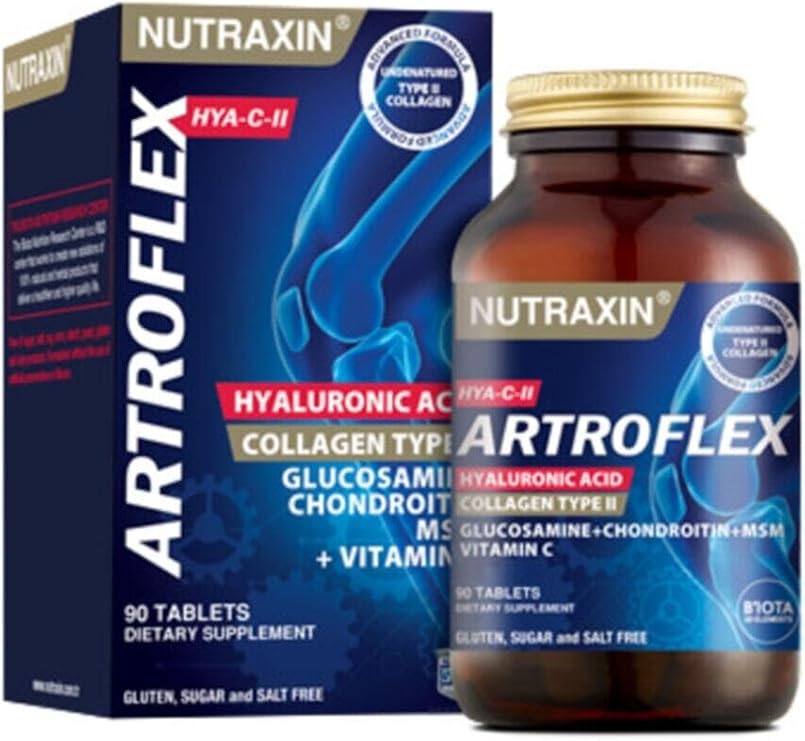 Nutraxin Artroflex Hya-C-II Tip 2 Kolajen, Glukozamin, Kondroitin, MSM ve C Vitamini İçeren Takviye Edici Gıda, 90 Tablet
