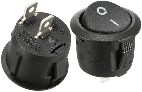 On/Off Button AC Terminal SPST Rocker Switch Waterproof Cap Switcher Round Panel Starter Power Switches for Car RV Truck Boat Marine Auto Motorcycle Switch Replacement 6A/250V 10A/125V - Pack of 2