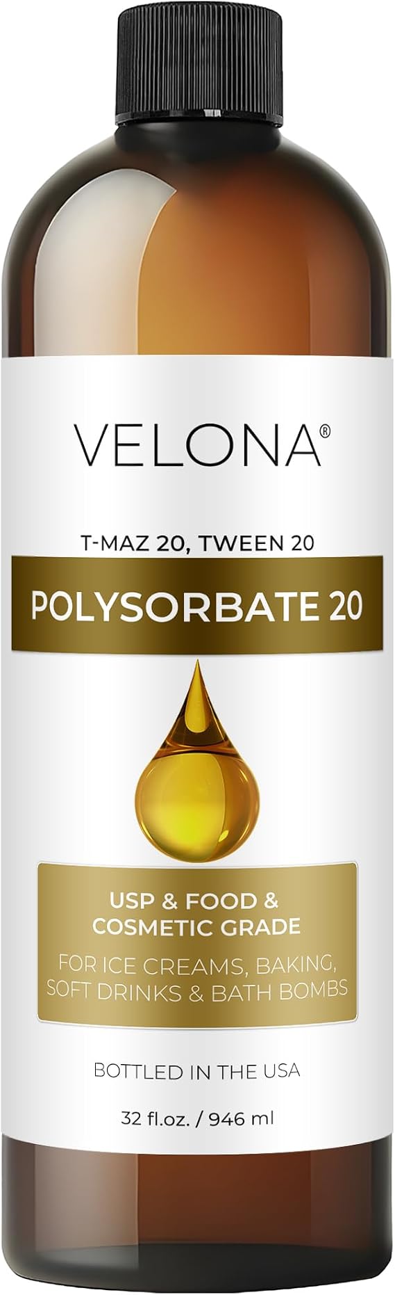 velona Polysorbate 20-32 fl oz, Food & Cosmetic Grade, USP Grade