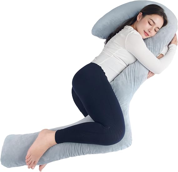 SAHEYER Body Pillow for Side Sleepers, 68 Inch Long Pillow Memory Foam Pillow with Cover, 3-Shaped Full Body Pillow Support Pregnancy - for Back, HIPS, Legs, Belly for Adults (Grey)