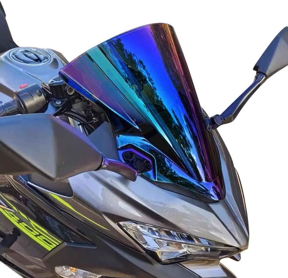 WYNMOTO Dark-Iridium Double Bubble Plastic Windshield Windscreen Fit for Kawasaki 2018 2019 2020 2021 Ninja 400