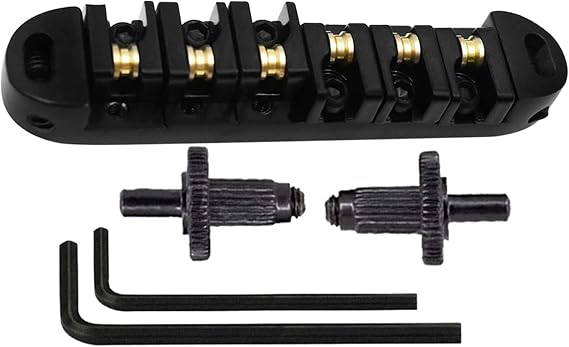 6-Strings Tune O-Matic Guitar Bridge And Allen Wrench With Studs Set For Les Electric Guitar Parts Replacements Guitar Roller Bridge Black Gold Silver Roller Bridge Tune O-matic Bridge
