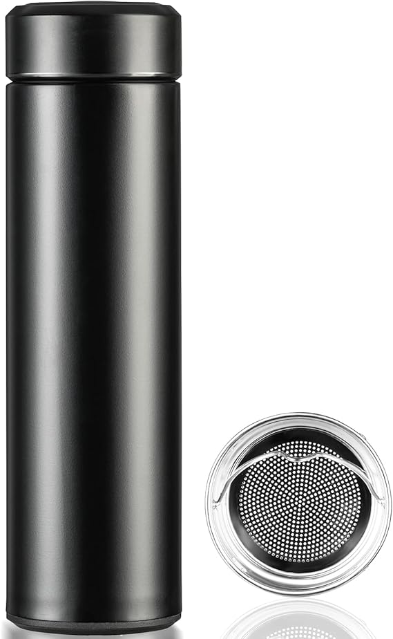 PARACITY Insulated Water Bottle, 15 oz Stainless Steel Water Bottle, Black | As a tea bottle or coffee bottle, this double-wall vacuum-insulated metal water bottle keeps drinks hot 12 hrs, cold 24 hrs.