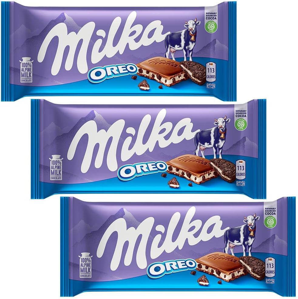 Milka Chocolate Oreo, 3.5 oz 100 g, Set of 3, German Chocolate, World's Top Brand