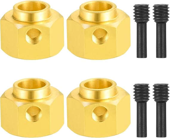 4Pcs Brass 12mm Wheel Hex Hubs Adapter, 8mm Thickness