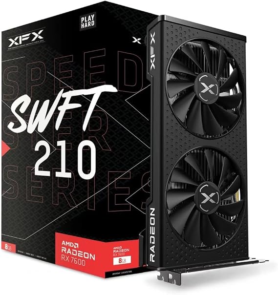 XFX Speedster SWFT210 Radeon RX 7600 Graphics Card with 8GB GDDR6 HDMI 3xDP, AMD RDNA 3 RX-76PSWFTFY