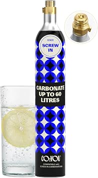 CO2YOU Gas Cylinder 60 L Screw-In Type   Single 1-Pack Replacement for Home Carbonators and Soda Makers   Reliable Refill for Everyday Use   Check Compatible Models Below