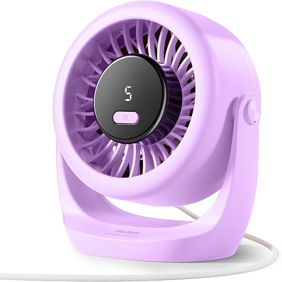 Diveblues USB Desk Turbo Fan, Ultra-Quiet Mini Desk Fan, Powerful Wind, LED Display, 5 Speed, 360 Rotating Small Portable Fan for Home, Office and Outdoor Cool Tech Gadgets - TurboBreeze