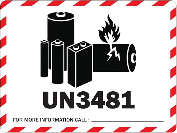 UN3481 Lithium Ion Battery Label, 4 x 3 Inch, 300 Labels/Pack | Warning Stickers, Writable Transport Handling Instruction, Caution Warning Shipping Label, Adhesive