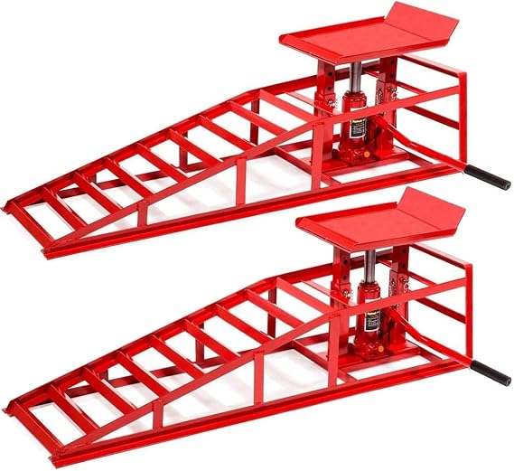 Stark USA 2-Piece Low Profile Car Ramps, 8,800 LBS Heavy-Duty Automotive Service Lift Ramps for Cars Trucks & Trailers, Garage Vehicle Maintenance Repair Ramps