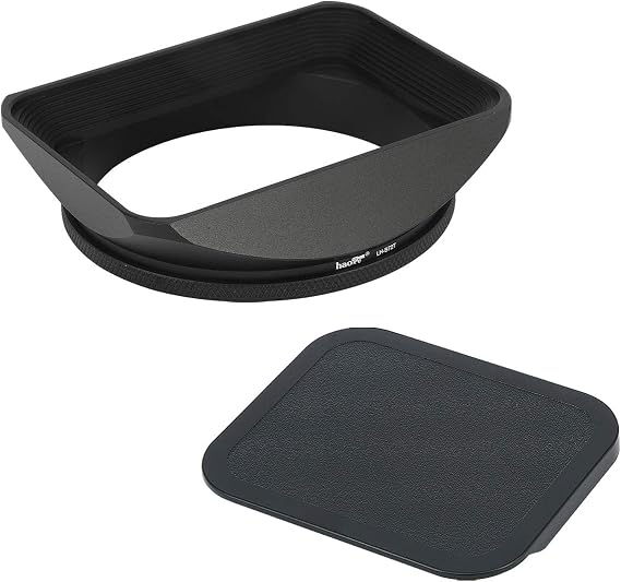 Haoge 72mm Square Metal Screw-in Mount Lens Hood Shade with Cap for 72mm Canon Nikon Sony Leica Leitz Carl Zeiss Voigtlander Nikkor Panasonic Fujifilm Olympus Lens and Other 72mm Filter Thread Lens
