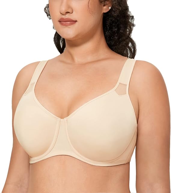 DELIMIRA Women's Plus Size Minimizer Bra Full Coverage Underwire Support T Shirt