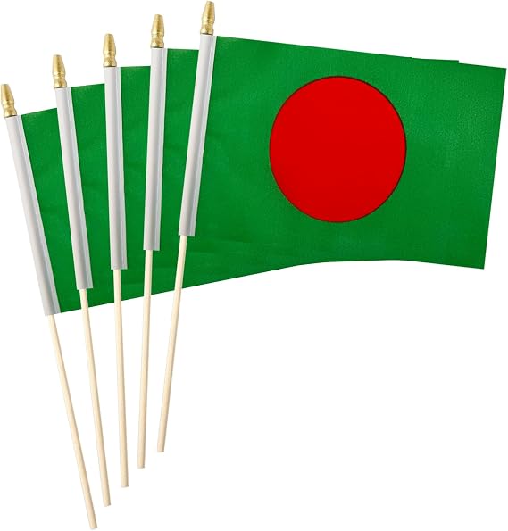 5 Pack Bangladesh Small Mini Wood Hand Held Stick Flag,Suitable For Various Holiday Parties, World Cup, National Day, And National Flag Day.