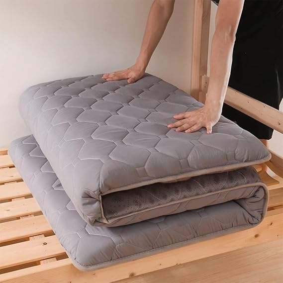 Upgraded Japanese Futon Floor Mattress Floor Guest Bed,Portable Camping Tatami Sleeping Mat,Single/Twin/Queen/King Size Folding Roll Up Sleep Padding (Gray,47"x79")