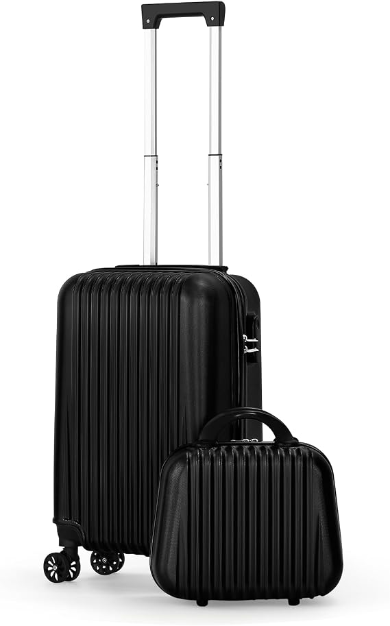 20 Inch Carry On Luggage, Hardshell Suitcase, Airline Approved Travel Suitcase with Telescoping Handle (Black-2)