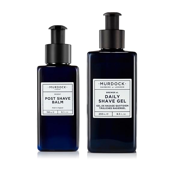 Murdock London Post Shave Balm Bundle with Daily Shave Gel for Men Soothing Aftershave for Men Care & Sensitive Skin Formula for Smooth, Hydrated Skin for a Premium Shaving Experience