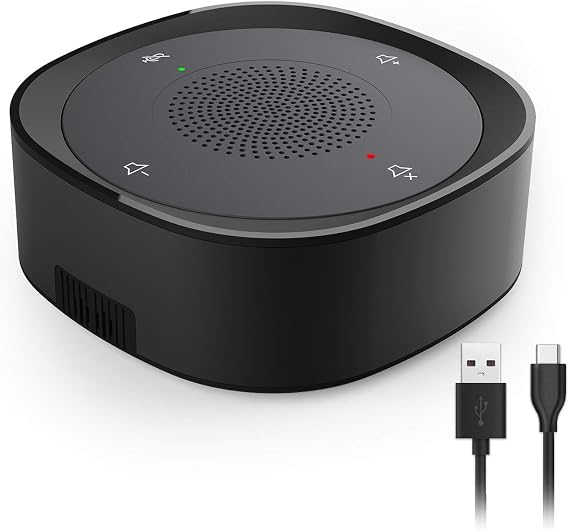 USB Speakerphone Microphone, Conference Speaker Omnidirectional Computer Mic, with 360o Voice Pickup, Touch-Sensor Buttons for Mute/unmute, Streaming, Call Speaker Skype, Webinar, Interview -(JV801)
