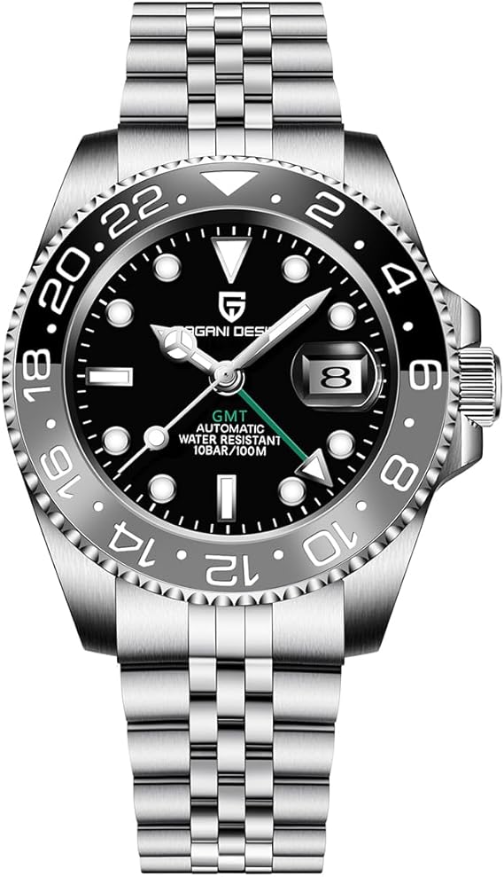 Pagani Design GMT Automatic Mechanical Men's Watch Rotating Ceramic Bezel Stainless Steel Watch with Date Function Men's Sport Watch