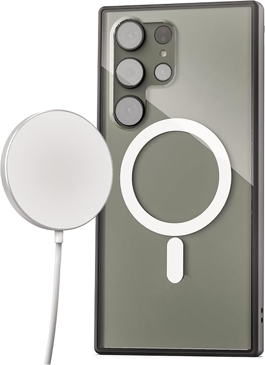 ENCASED 2-in-1 Magnetic Wireless Charger with Case for Samsung Galaxy S23 Ultra - MagSafe Compatible Charger is Included (2023 Ultra-6.8") Clear