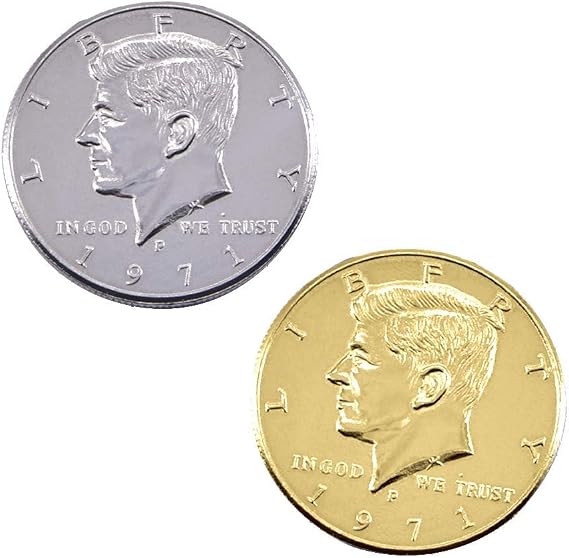 Enjoyer Double Sided Coin 2-Headed Half Dollar Coin Magic Tricks Coin Magic Gimmick Illusion Props Stage Accessories (Silver Head + Golden Head, Copy Coin)