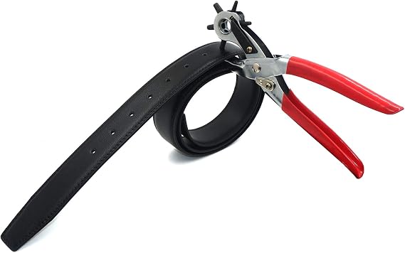XKMT- 9" Heavy Duty Leather Hole Punch Hand Pliers Belt Holes 6 Sized Punches Tool New [P/N: K1016-Unpaint White]