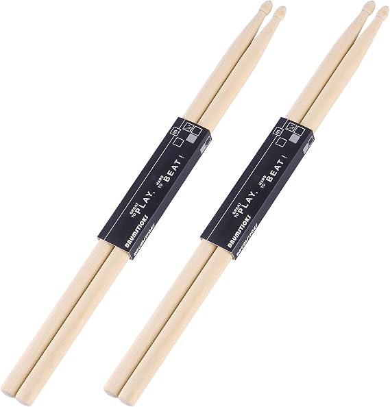 2 Pairs 5A Classic Maple Wood Tip Drum Sticks for Adults Kids and Beginners