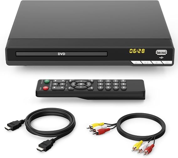 Hdmi付きテレビ用1080p Hd Dvdプレーヤー、リージョンフリー、家庭用cdプレーヤー、すべてのリージョンとフォーマットを再生、usb付きミニdvdプレーヤー、リモート、hdmi、rcaケーブル付きdvd-004。