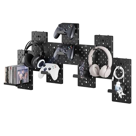 PEGZONE Controller and Headphone Holder Wall Mount, 7pcs, Black