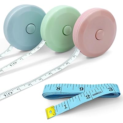 4 Pack Tape Measure Measuring Tape Tool for Body Fabric Sewing Tailor Cloth Knitting Home Craft Measurements, 60-Inch Green,Macaron Blue,Pink