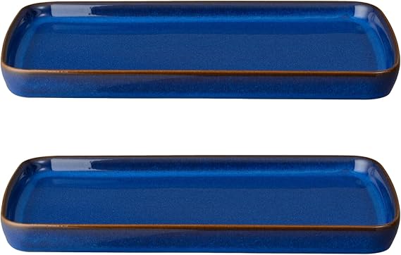 Denby Imperial Blue 2 Piece Small Rectangular Platter Set
