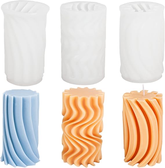 Pillar Candle Mold, Silicone Candle Molds for Candle Making, Reusable Irregular Geometric Candle Molds Silicone, DIY Resin Art Crafts Aromatherapy Candle Making Molds, Abstract Art Home Decor Tool,3pc [Energy Class A]