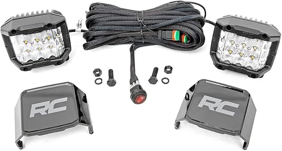 Rough Country 3" Wide Angle OSRAM LED Lights | 13,500 Lumens | Pair - 70904 , Black