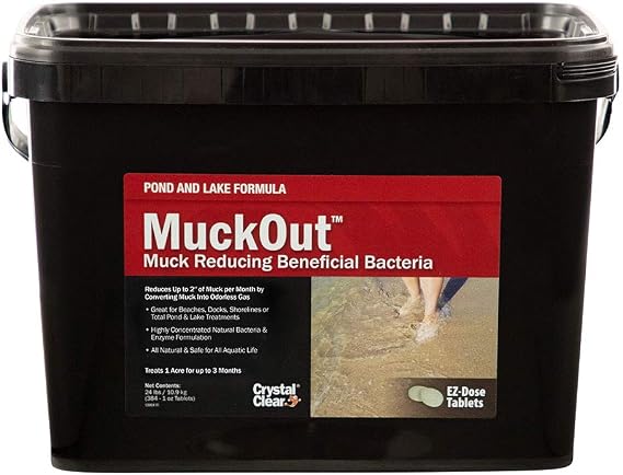 CrystalClear MuckOut, Pond & Lake Formula, Natural Pond Muck Remover, Clears Away Muck & Sludge, Easy to Use Bacteria & Enzyme Tablets, Safe for the Environment, 384 Tablets, 24 lbs