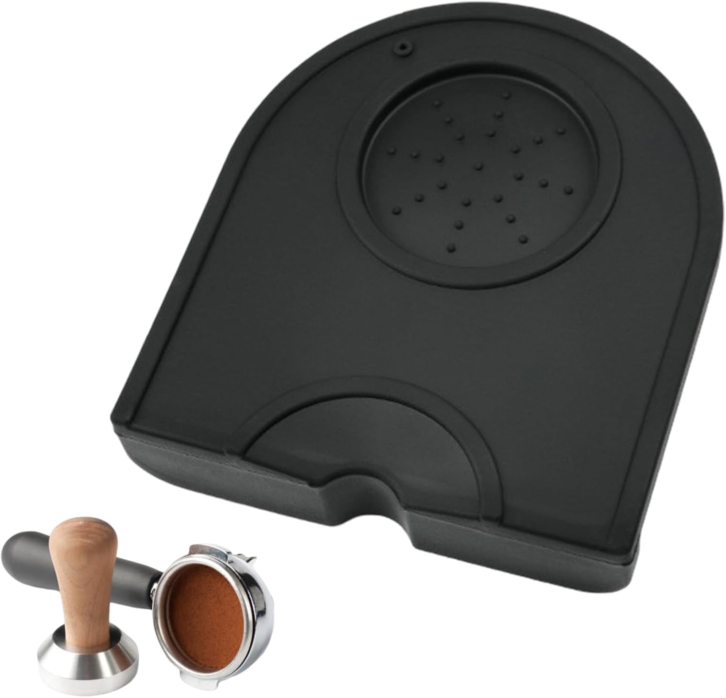 Silicone Coffee Tamper Mat - Anti-Slip Espresso Pad for Semi-Automatic Operating Coffee Machine - Black