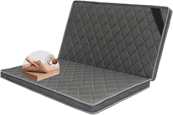 Firm Coconut Palm Mattress Organic Coconut Coir Mattress Firm Mattress Topper Firm Mattress for Back Pain Floor Mattress Pad (Black,X-Long Twin 9cm)