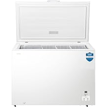 Teknix CH297 Freestanding Chest Freezer - 300L Capacity - Suitable for Garages, Outbuildings and Sheds - LED Light - Refrigeration Mode - Digital Temperature Control - 4 Star Freezer Rating - White [Energy Class E]