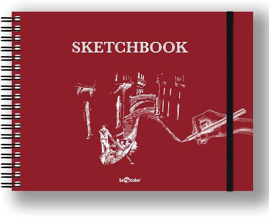 LE COLOR Drawing Sketchbook Spiral 120 gr. Red