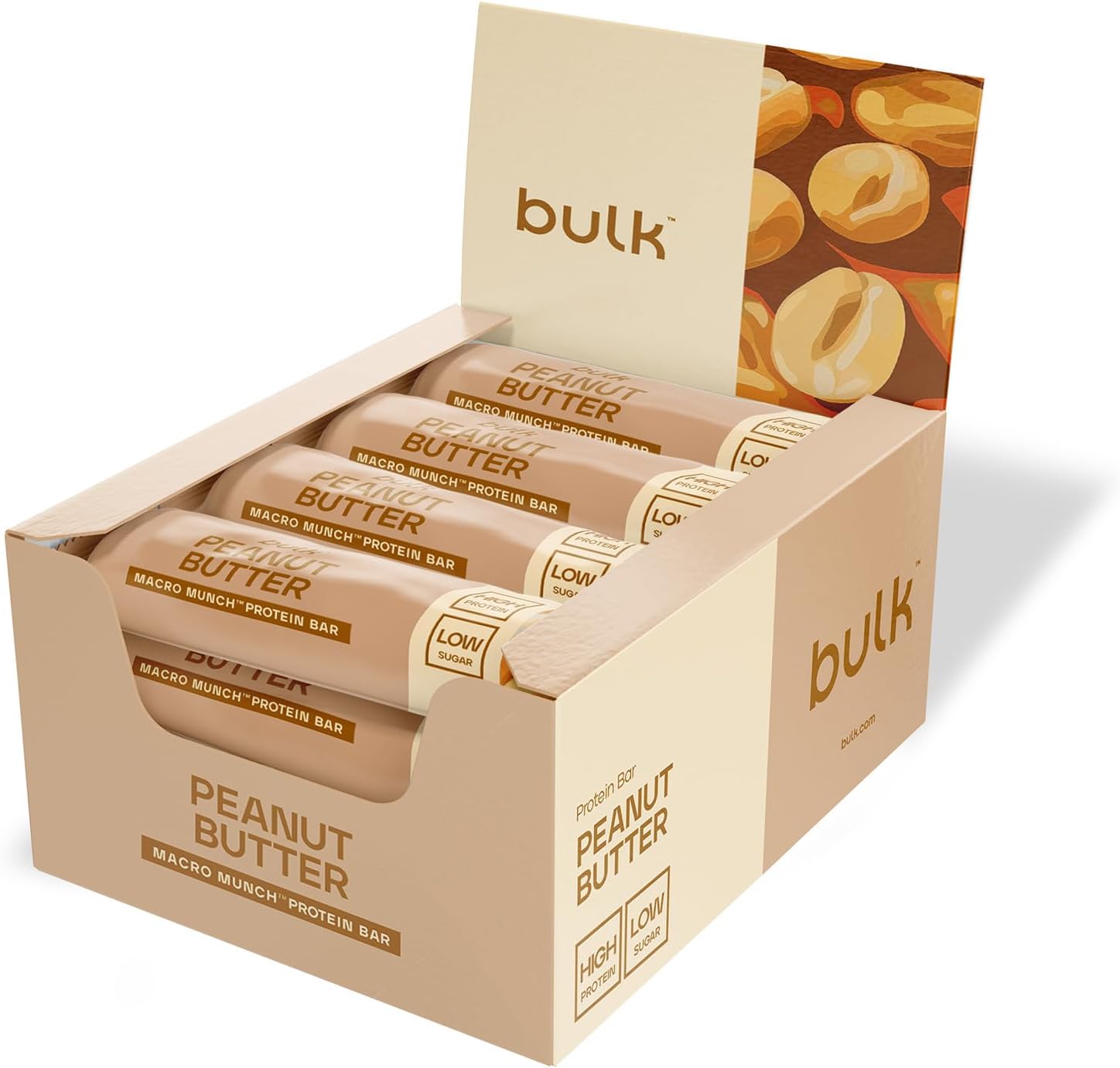 Bulk Macro Munch Protein Bar | White Chocolate Peanut Butter | 12 x 62g | 20g High Protein | Low Sugar | 6.7g Fibre | Soft-Baked Triple Layer | Healthy Snack Bar Gym | Fitness | On-the-Go | Vegetarian