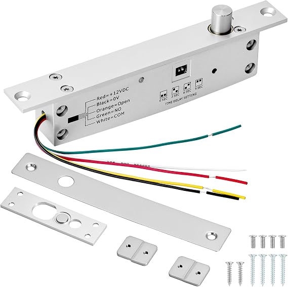 QWORK Electric Bolt Lock, Fail-Secure Deadbolt Electric Drop Bolt Lock - 12VDC - for Narrow Door Access Control System