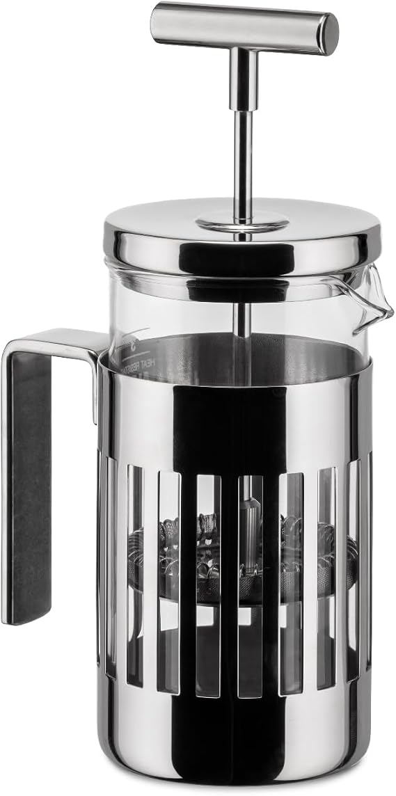Alessi 9094/3 - Press Filter Coffee Maker or Infuser in 18/10 Stainless Steel Mirror Polished and Heat Resistant Glass, 3 Cups