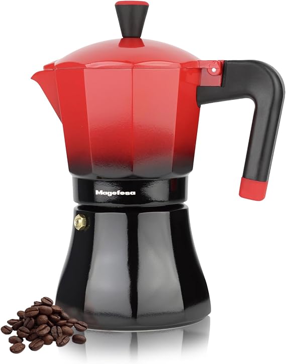Magefesa Tradicional 9-Cup Stovetop Espresso Maker Italian Moka Pot Induction Compatible Stainless Steel & Aluminum Cool-Touch Handle Eco-Friendly Coffee Brewer