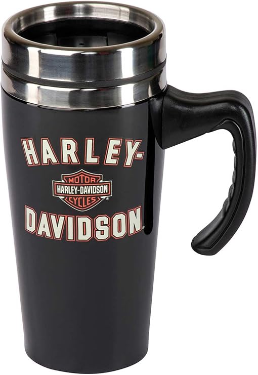 Harley-Davidson Travel Mug, Bar & Shield Double-Wall Stainless Steel w/Handle